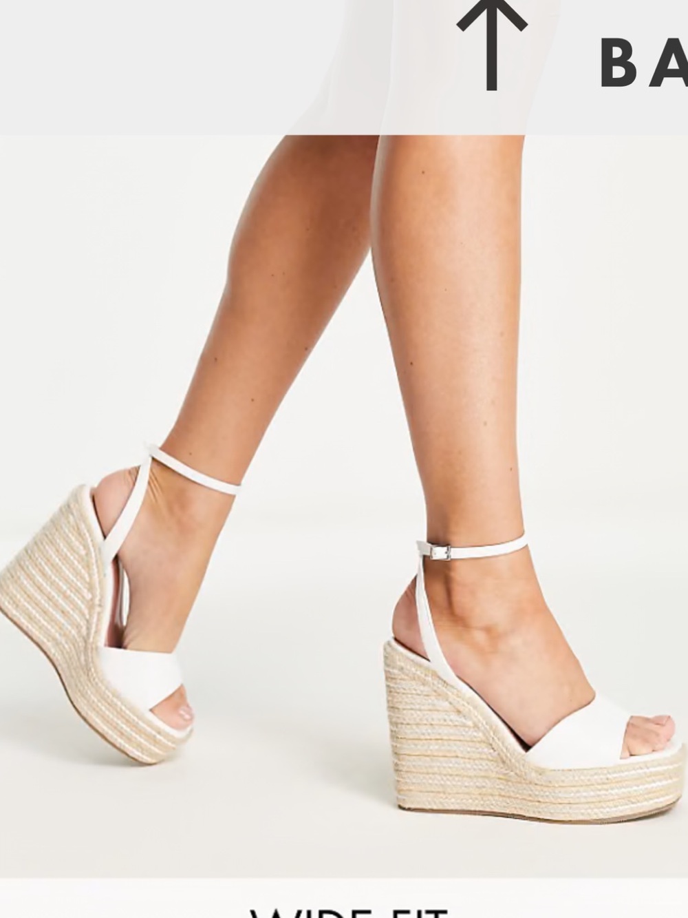 Asia White Espadrille Wedge Sandals with Ankle Strap-WIDE